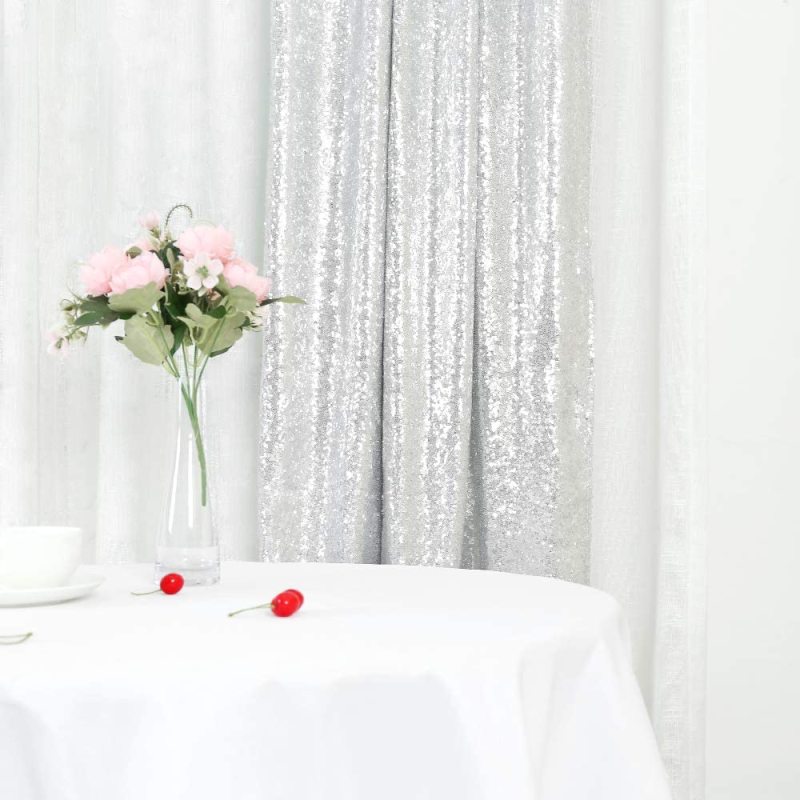 Toile de fond à paillettes 2 pieds x 8 pieds, fond pour rideau de Noël de fête de mariage/