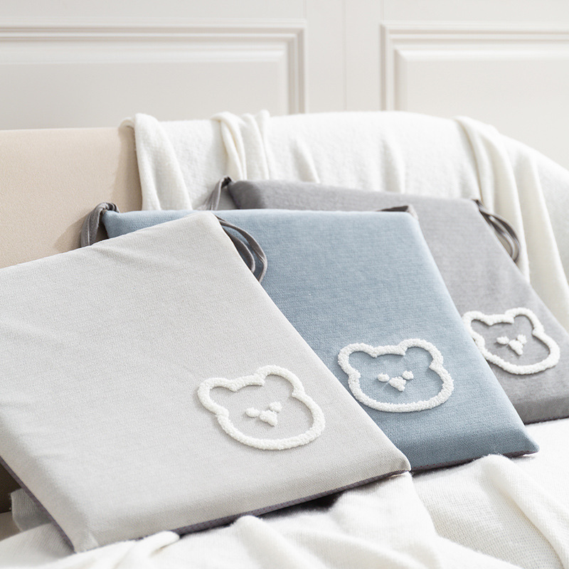 Memory cotton Cartoon 40*40cm Polyester 100% creamy white 350g embroidery dining chair cushion for sectional sofa Living room