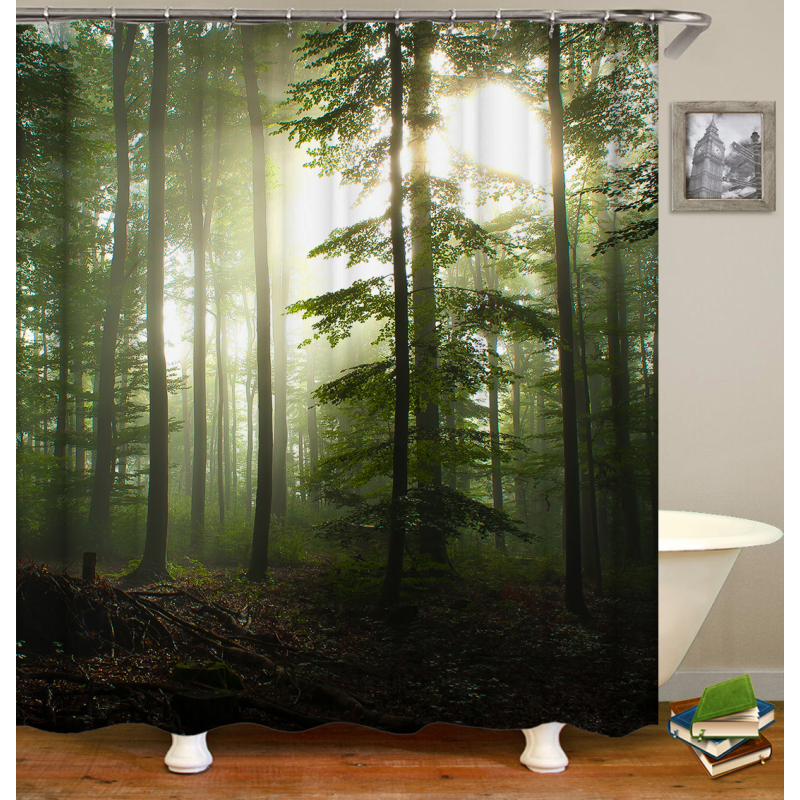 Drop Shipping Eco-friendly PEVA material trees design waterproof bath  Printing 72X72 /