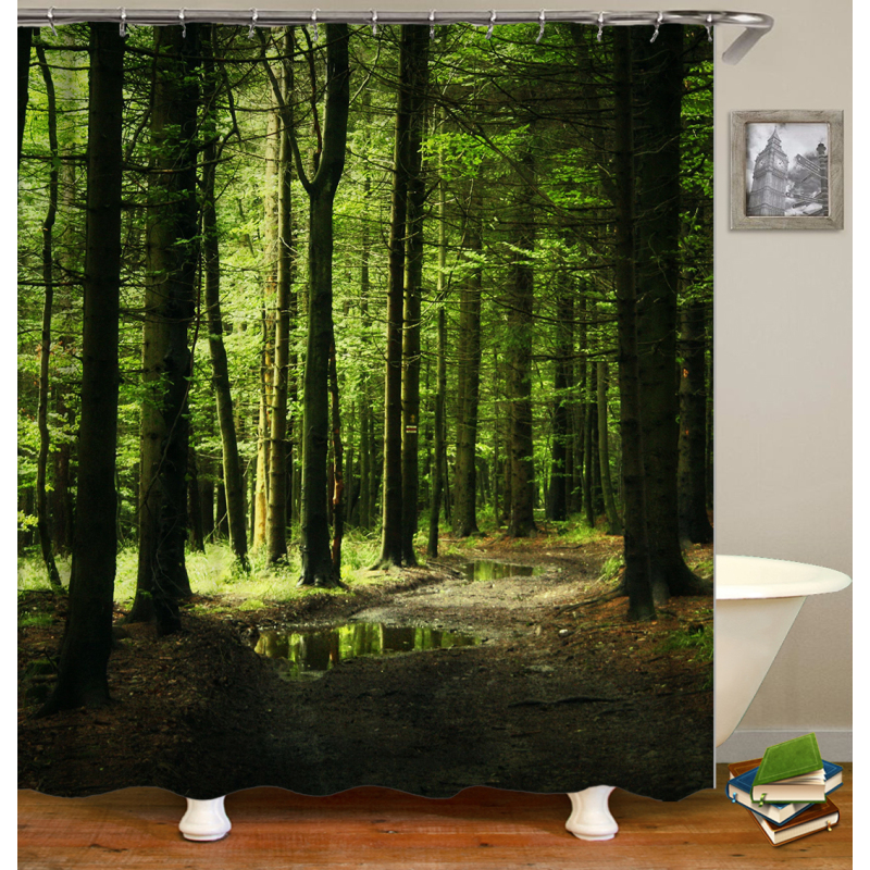 Drop Shipping Eco-friendly PEVA material trees design waterproof bath  Printing 72X72 /