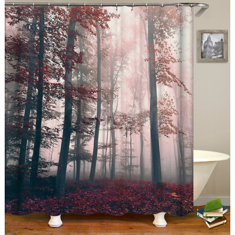 Drop Shipping Eco-friendly PEVA material trees design waterproof bath  Printing 72X72 /