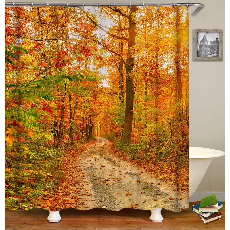 Drop Shipping Eco-friendly PEVA material trees design waterproof bath  Printing 72X72 /