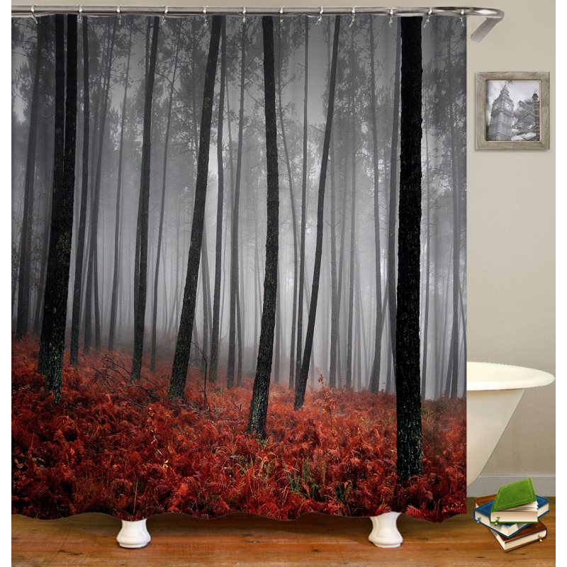 Drop Shipping Eco-friendly PEVA material trees design waterproof bath  Printing 72X72 /