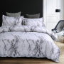 Wholesale Printed Mable Bed Bedding Set, Cheap 3Pcs White Black Bed Cover Quilt Cover Bedding Comforter Sets/