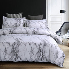 Wholesale Printed Mable Bed Bedding Set, Cheap 3Pcs White Black Bed Cover Quilt Cover Bedding Comforter Sets/