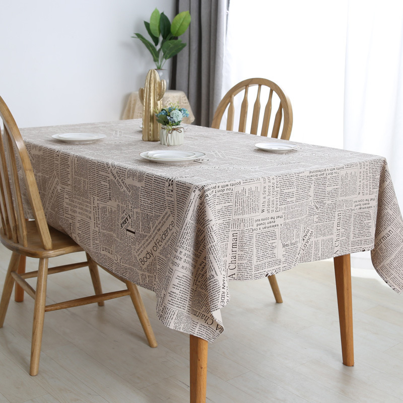 American Element European-style British Cotton Linen Tablecloth, English Newspaper Tablecloth /