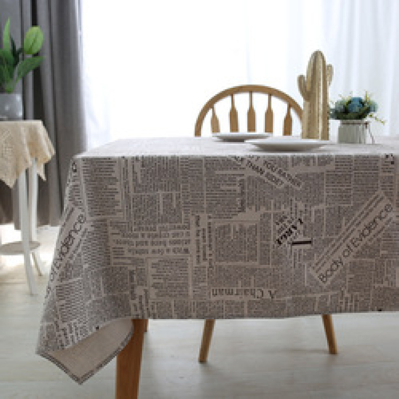 American Element European-style British Cotton Linen Tablecloth, English Newspaper Tablecloth /