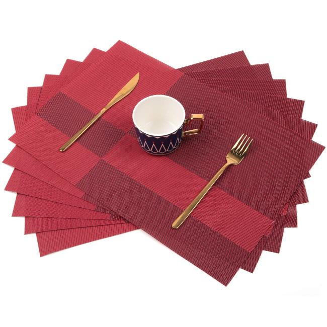 Placemats Set of 6 Woven Vinyl Placemat, Placemats for Dining Table Place Mats Indoor Easy to Clean#