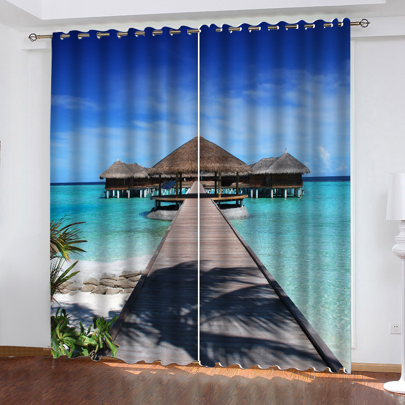 Store Insulated Curtains Made In China, Mercado Mayorista 3D Curtains Printed Landscape/