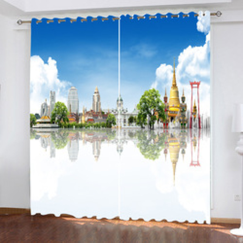 Store Insulated Curtains Made In China, Mercado Mayorista 3D Curtains Printed Landscape/