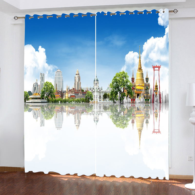 Store Insulated Curtains Made In China, Mercado Mayorista 3D Curtains Printed Landscape/