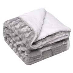 Wholesale 100% Polyester Thick Flannel Fleece Blanket, Super Soft  Portable Double Layer Throw Sherpa Blanket/