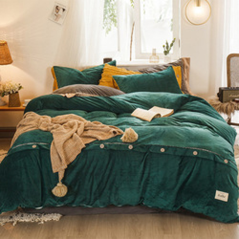 King Size  Bed Sheet Set, Soft Fabric Crystal Velvet Solid Color  Bedding Set /