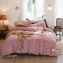 King Size  Bed Sheet Set, Soft Fabric Crystal Velvet Solid Color  Bedding Set /