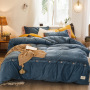 King Size  Bed Sheet Set, Soft Fabric Crystal Velvet Solid Color  Bedding Set /