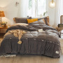 King Size  Bed Sheet Set, Soft Fabric Crystal Velvet Solid Color  Bedding Set /