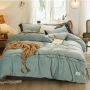 King Size  Bed Sheet Set, Soft Fabric Crystal Velvet Solid Color  Bedding Set /