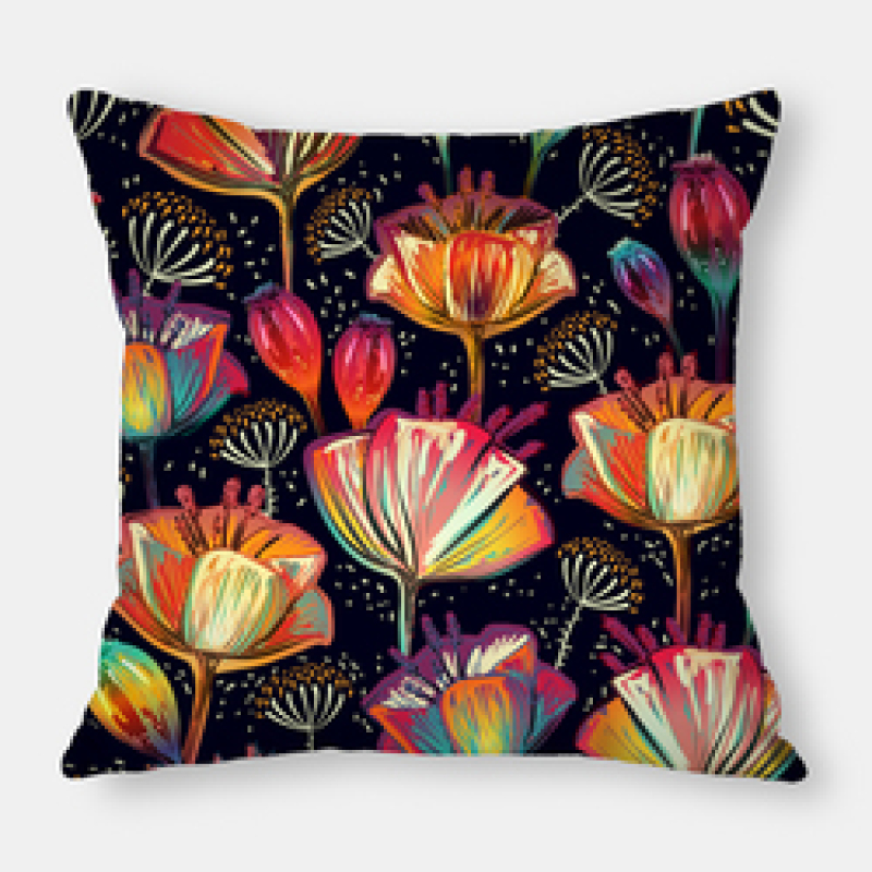 Black White Striped Flowers Pattern Style Polyester Linen Cushion Cover, Pillowcase Waist Throw Home decor Sofa Cushion Cover/