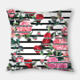 Black White Striped Flowers Pattern Style Polyester Linen Cushion Cover, Pillowcase Waist Throw Home decor Sofa Cushion Cover/