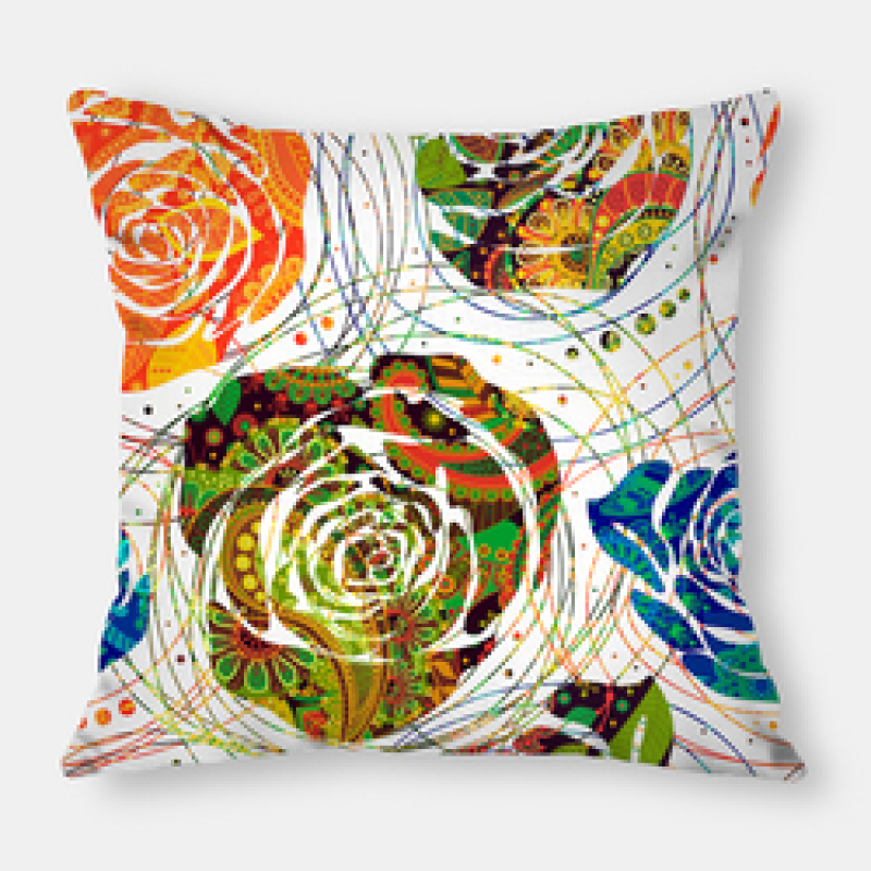 Black White Striped Flowers Pattern Style Polyester Linen Cushion Cover, Pillowcase Waist Throw Home decor Sofa Cushion Cover/