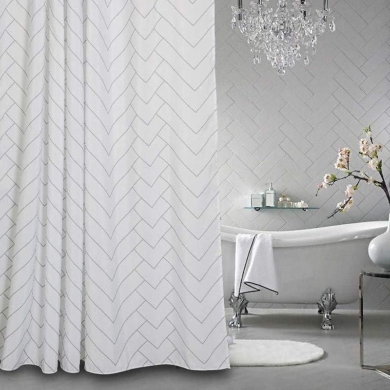 Hotel quality striped fabric shower curtain Custom Printed Shower Curtain wholesale-curtain