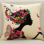 Fashion personality European style  linen thick padded sofa cushion, 2019 new butterfly girl cushion set linen pillow /