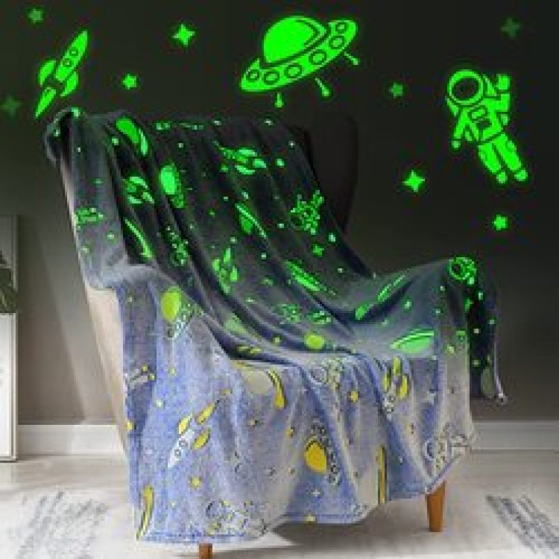 Glow in Dark Throw Blanket Luminous Unicorns Blanket for Girls Cozy Fleece Soft Plush Kids Flannel Blanket Rainbow Unicorns