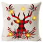 LED Light Christmas pillow Cushions Cover Short Plush Santa Elk Throw Pillow for Home Glow Santa Clause decoration home for Sofa