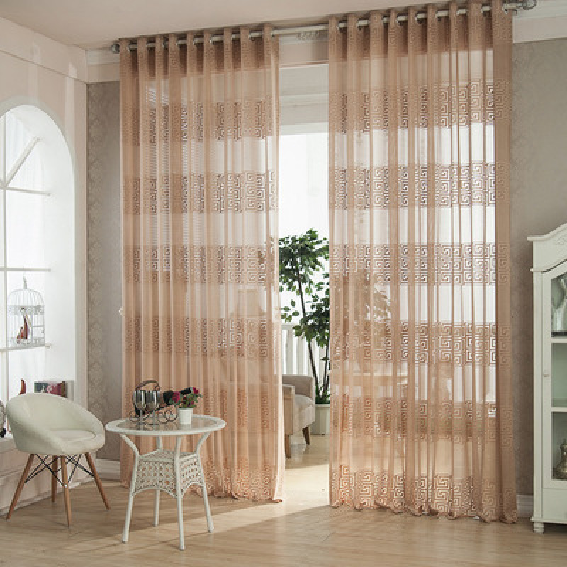 Chinese Style Jacquard Hollow Curtain, Balcony Living Room Study Custom Curtain Fabric Finished Product /