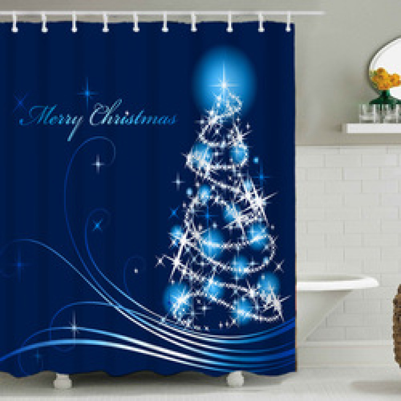 Snowman Shower Curtain Design,Print Fabric Christmas Shower Curtain Set#