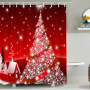 Snowman Shower Curtain Design,Print Fabric Christmas Shower Curtain Set#