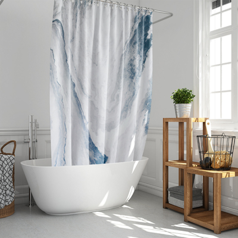 Nordic Blue Marble Bathroom Shower Curtain, Polyester Waterproof Mildew Thickening Shower Curtain Bathroom Cover/