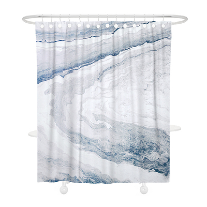 Nordic Blue Marble Bathroom Shower Curtain, Polyester Waterproof Mildew Thickening Shower Curtain Bathroom Cover/