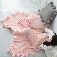 Ball Blanket Cotton Knit Soft Throw Cotton Sofa Blanket Air Conditioning Blanket With Small ball /