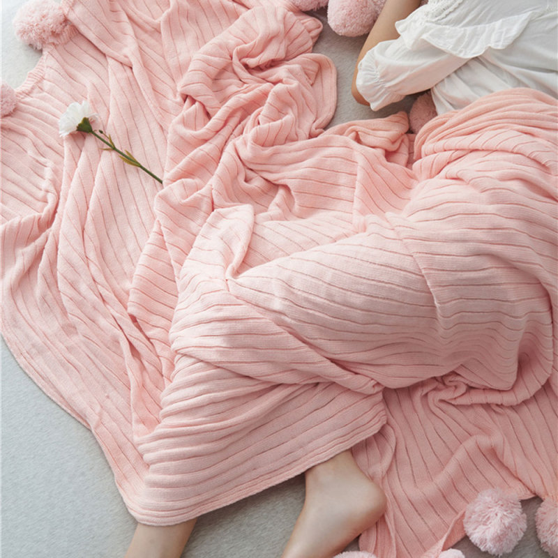 Ball Blanket Cotton Knit Soft Throw Cotton Sofa Blanket Air Conditioning Blanket With Small ball /