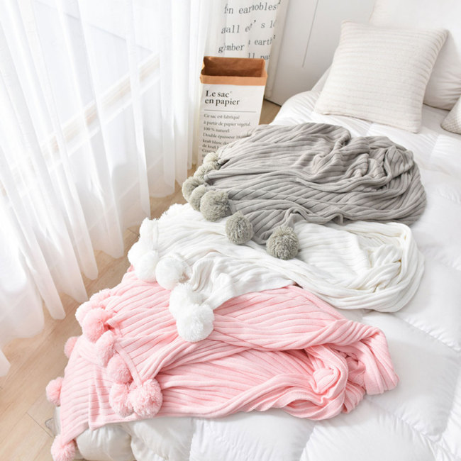 Ball Blanket Cotton Knit Soft Throw Cotton Sofa Blanket Air Conditioning Blanket With Small ball /