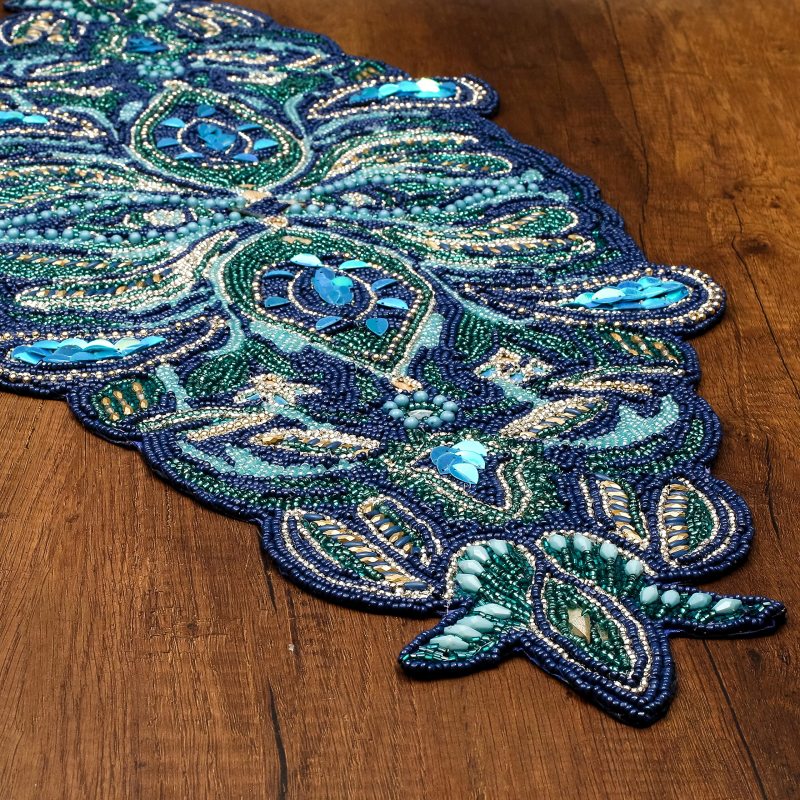 Chemin de table perlé brodé à la main en gros pour table - Tapis de décoration pour la fête de mariage Baby Shower Family Gathering