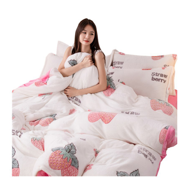Coral Fleece Bedding Sets Queen Comforter, Cheap Custom Comforter Bedding Sheet Set/