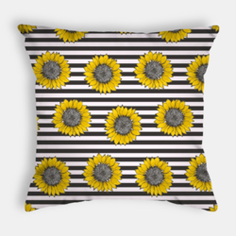 Fashion Yellow Sunflower Geometry Polyester Linen Decorative Square Cushion Cover, Sofa Chair Bed Office Gift Pillowcase/