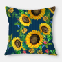 Fashion Yellow Sunflower Geometry Polyester Linen Decorative Square Cushion Cover, Sofa Chair Bed Office Gift Pillowcase/