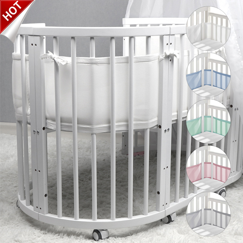 Breathable baby breathable mesh crib liner suitable for 4-panel crib bed circumference/