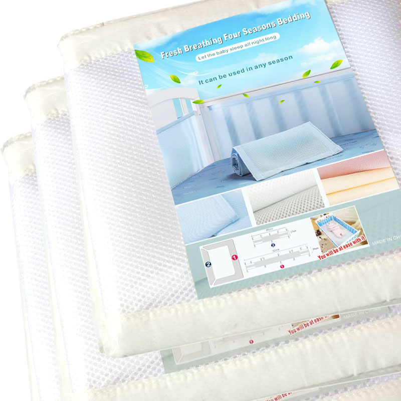 Breathable baby breathable mesh crib liner suitable for 4-panel crib bed circumference/