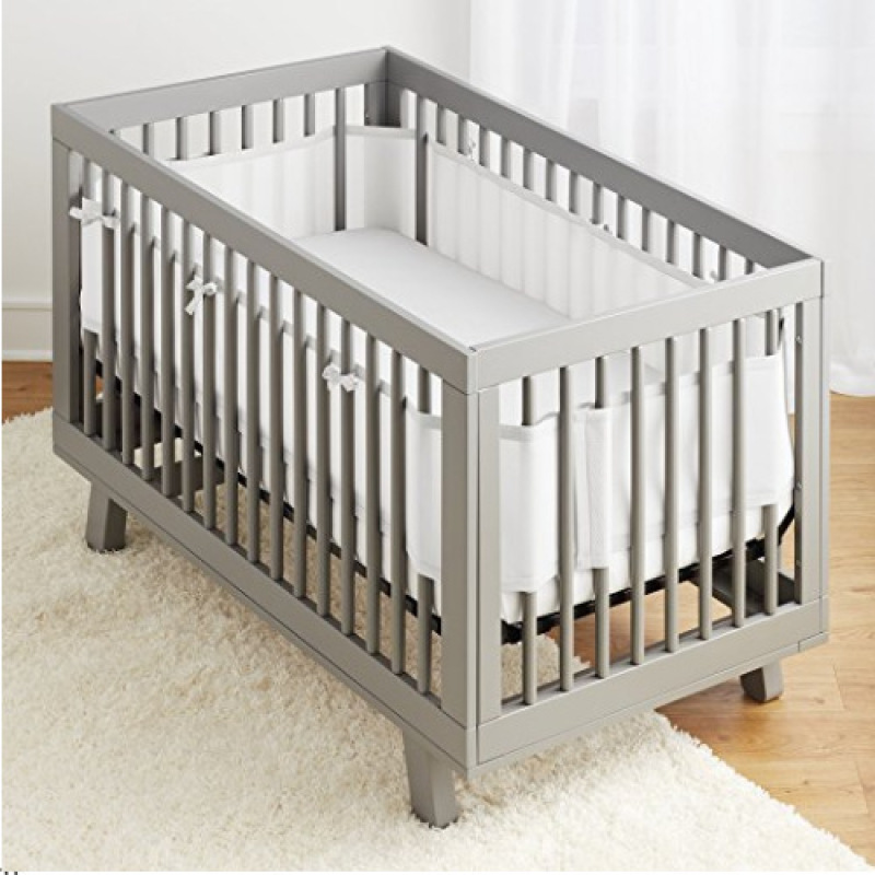 Breathable baby breathable mesh crib liner suitable for 4-panel crib bed circumference/