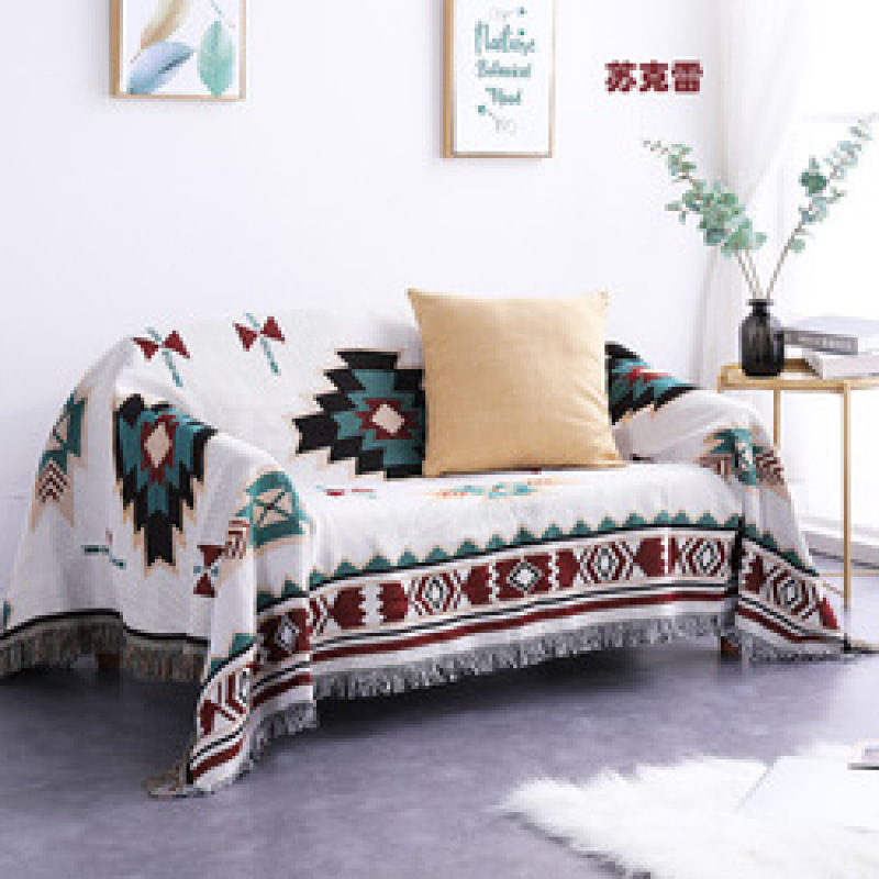 Bohemian Knitted Chair Lounge Blanket Bed Plaid Tapestry Bedspread Women Outdoor Beach Sandy Towels Cape Sofa Cover