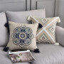 American Tassel Flower Embroidery Cushion Cover, Nordic Geometric Diamond Cushion Cover /