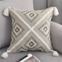 American Tassel Flower Embroidery Cushion Cover, Nordic Geometric Diamond Cushion Cover /