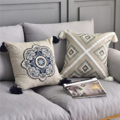 American Tassel Flower Embroidery Cushion Cover, Nordic Geometric Diamond Cushion Cover /