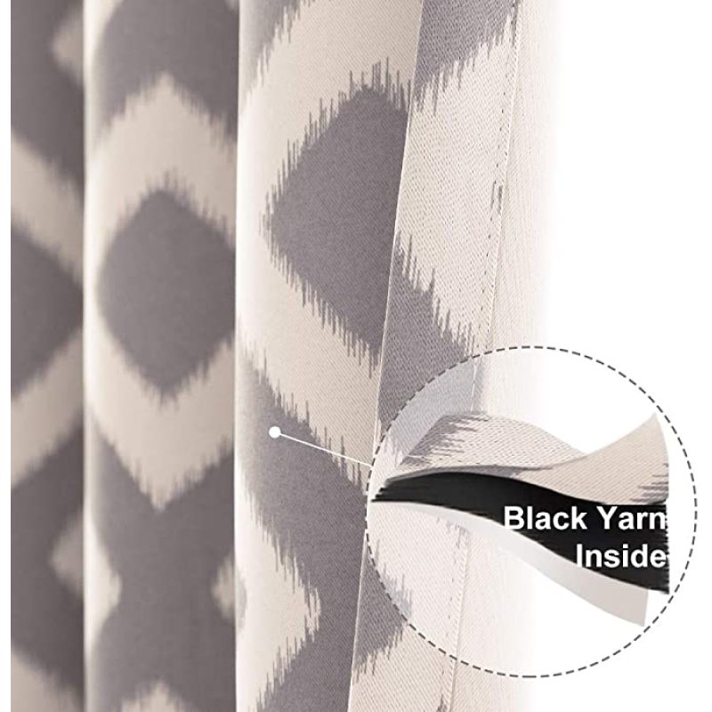 New Geometric Patterns Design Grommet Top Bedroom Blackout Curtain, Room Darkening Thermal Insulated Drapes Window Curtain/