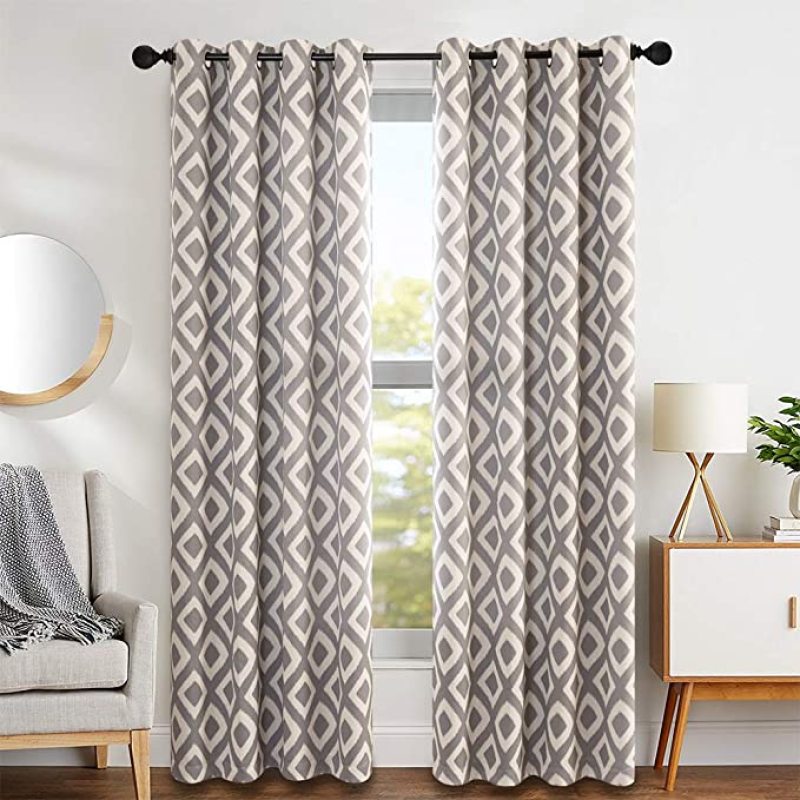 New Geometric Patterns Design Grommet Top Bedroom Blackout Curtain, Room Darkening Thermal Insulated Drapes Window Curtain/
