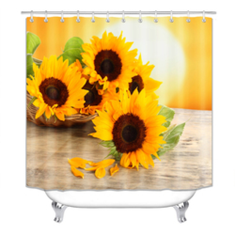 China Pink Rose Custom Shower Curtain Water Repellent, Wholesale 100% Polyester Shower Curtain Print/